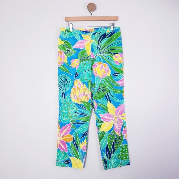 Ralph Lauren Pants - Ralph Lauren Vintage 90s Tropical Print Capri Pants High Waist Stretch 10